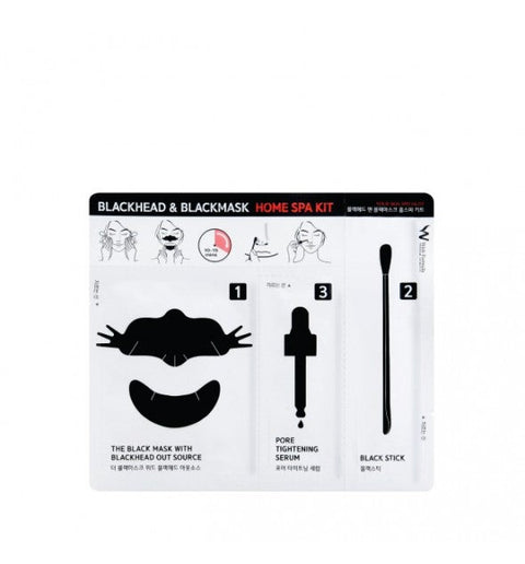 Wish Formula Blackhead & Blackmask Home Spa Kit – Koreanische Mitesserentfernung & Porenpflege mit 2 Tuchmasken, Pore Tightening Serum & Black Stick