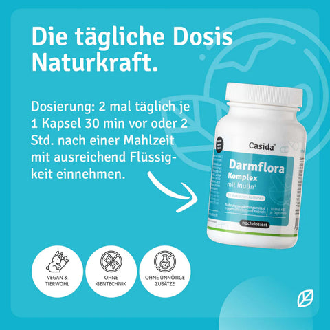 Casida Darmflora Komplex mit Inulin 120 Kapseln – 16 Bakterienstämme & 10 Mrd. KBE