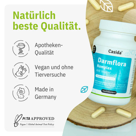 Casida Darmflora Komplex mit Inulin 120 Kapseln – 16 Bakterienstämme & 10 Mrd. KBE
