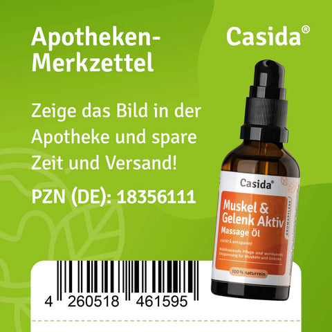 Casida Muskel & Gelenk Aktiv Massage Öl 50 ml – Massageöl mit Arnika, Ingwer & Minze