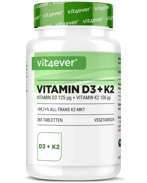 Vitamin D3 5.000 I.E. + Vitamin K2 100 mcg - 365 Tabletten