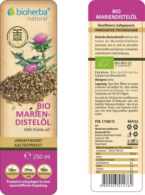 Mariendistelöl 250 ml Bio - kaltgepresst, unraffiniert