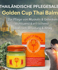 Golden Cup Thai Balm Salbe 22g - Original aus Thailand - mit ätherischen Ölen wie Menthol, Eukalyptus & Kampfer - klassischer Sportbalsam - Alltagshelfer - traditioneller Massagensalbe