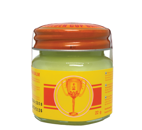 Golden Cup Thai Balm Salbe 22g - Original aus Thailand - mit ätherischen Ölen wie Menthol, Eukalyptus & Kampfer - klassischer Sportbalsam - Alltagshelfer - traditioneller Massagensalbe