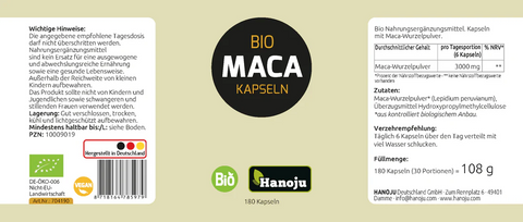 Bio Maca Pulver 500 mg 180 Kapseln