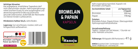 Bromelain + Papain 370 mg 90 Kapseln