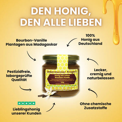 Honig mit echter Bourbon-Vanille – Naturprodukt 250g