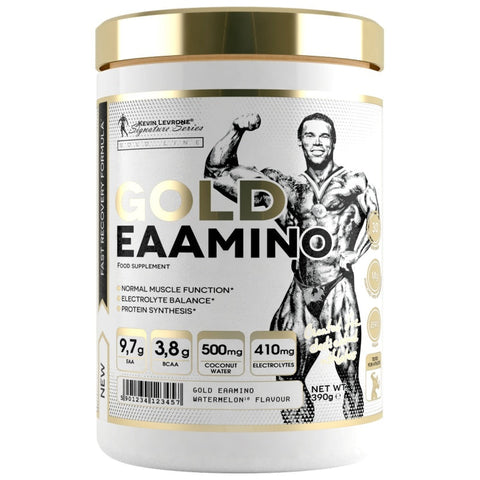 Kevin Levrone GOLD EAAmino – EAA & BCAA Pulver mit Elektrolyten | Mango Lemon | 390 g | Zuckerfrei | Nahrungsergänzung für Sportler