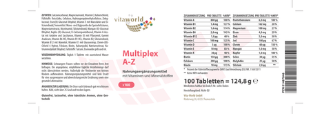 Multiplex - Multivitamin - A-Z - Nahrungsergänzungsmittel - Vlaneo - Shop - kaufen - Günstig - Mit - Vitamin - A - C - E - für - starke - Haut - und - Haare-Multiplex - Multivitamin - A-Z - Nahrungsergänzungsmittel - Vlaneo - Shop - kaufen - Günstig - Für