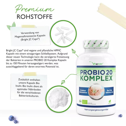 Probio 20 Komplex - Kulturen Komplex mit 20 Bakterienstämmen + Inulin - 180 Kapseln