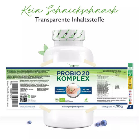 Probio 20 Komplex - Kulturen Komplex mit 20 Bakterienstämmen + Inulin - 180 Kapseln