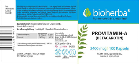 Provitamin-A (Betacarotin) 2400 mcg 100 Kapseln
