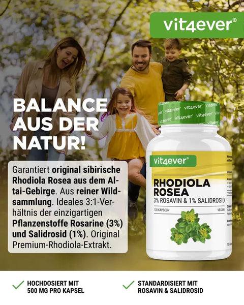 Rhodiola Rosea (Rosenwurz-Extrakt) - 120 Kapseln