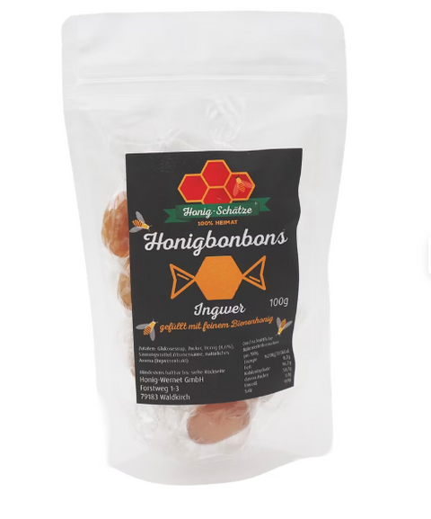 Honig-Schätze – Honigbonbon mit Ingwer 100g Beutel