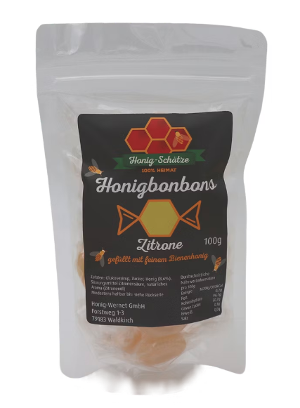 Honigschätze – Honigbonbon mit Zitrone 100g Beutel