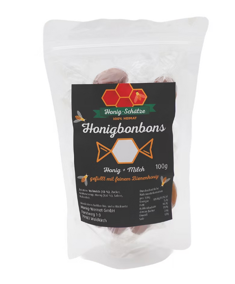 Honigschätze Honigbonbon mit Milch 100 g – Cremige Honig Bonbons