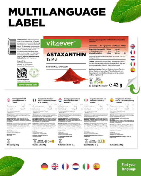 Astaxanthin 12 mg - 60 Softgel Kapseln