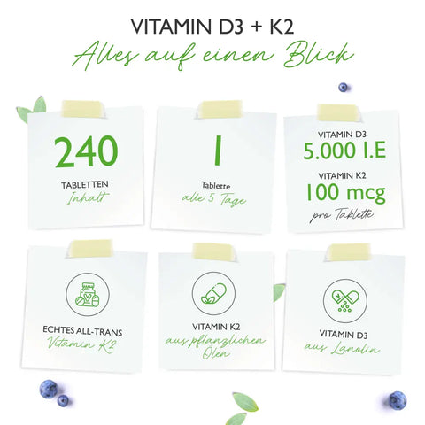 Vitamin D3 5.000 + K2 100mcg - 240 Tabletten