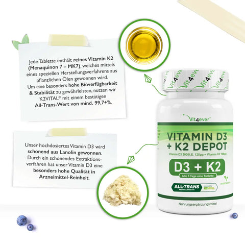 Vitamin D3 5.000 + K2 100mcg - 240 Tabletten