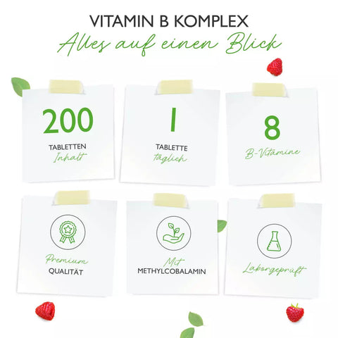 Vitamin B Komplex - 8 B-Vitamine - 200 Tabletten