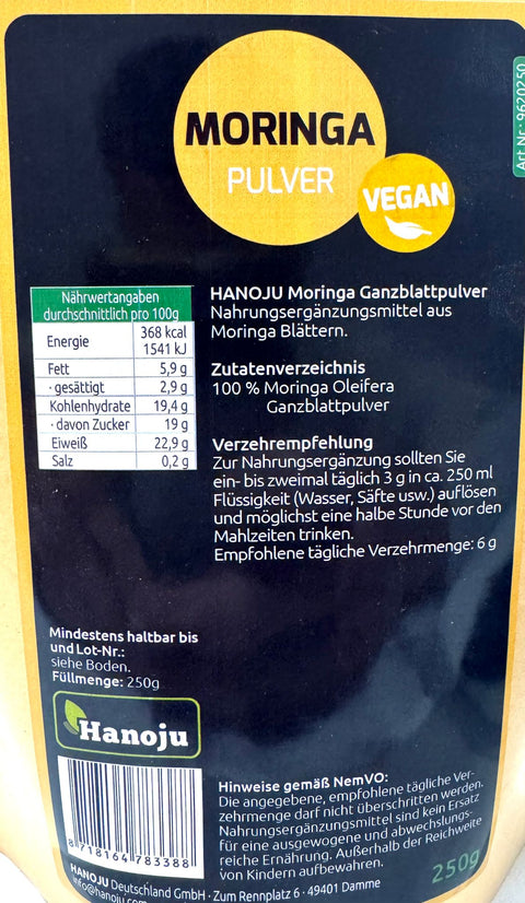 Moringa Ganzblattpulver 100 % reines Naturprodukt