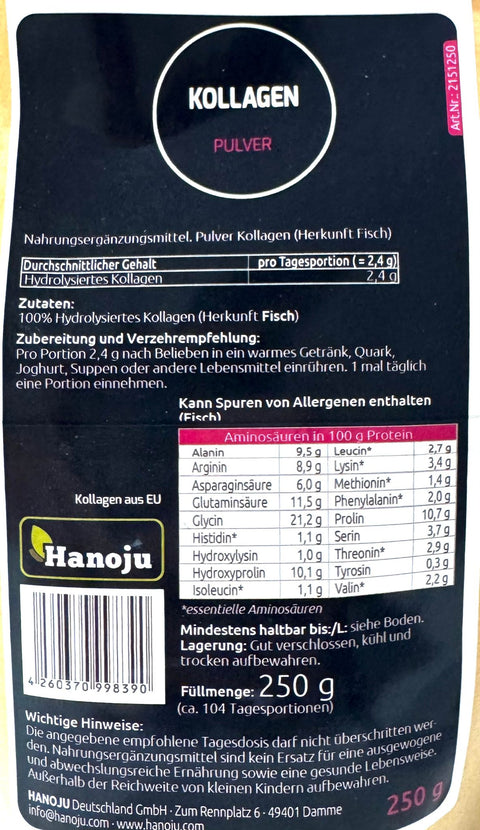 Kollagen Pulver von 100 % Hydrolysiertes Fisch-Kollagen