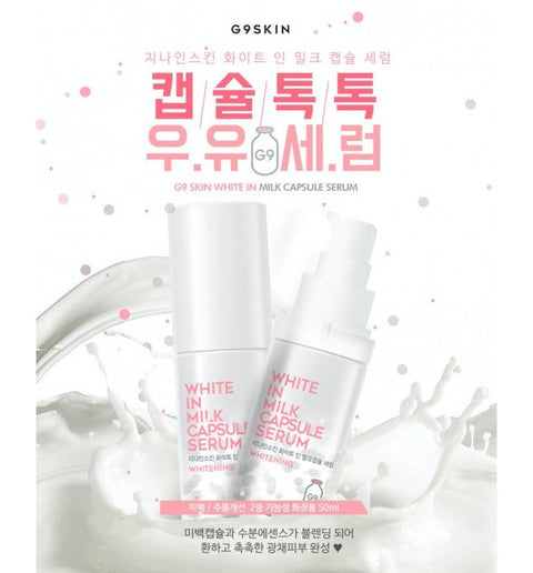 G9 Skin White In Milk Capsule Serum – Feuchtigkeit & Glow Serum mit Milchprotein & Niacinamid – Koreanische Gesichtspflege 50 ml